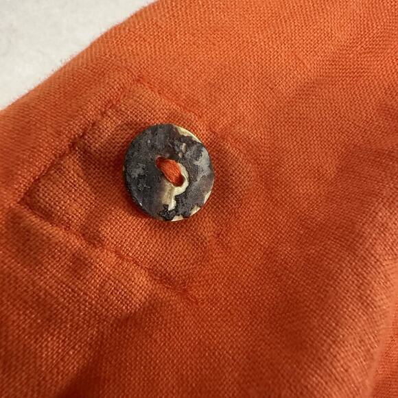 Vtg Linen Top Womens M Orange Preppy Quiet Luxury Fall Sustainable Boxy Crop - Picture 4 of 11